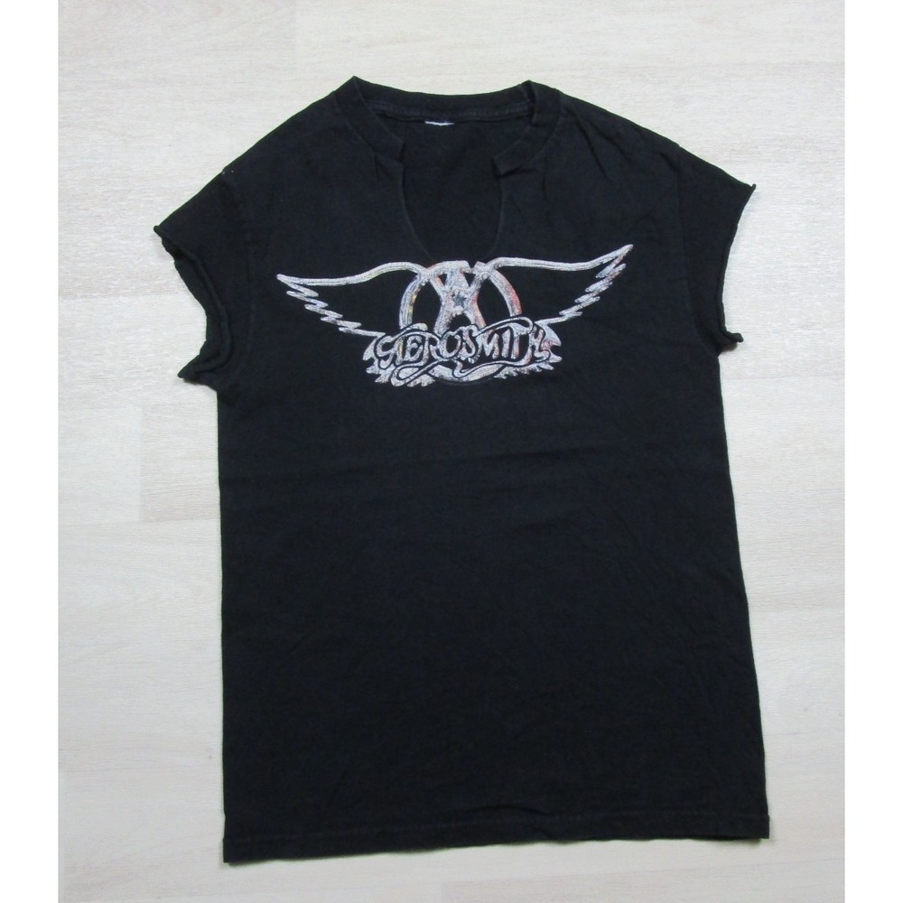 Vintage Aerosmith Band Wings Logo T-Shirt Size (S) Y2K 00s 2000s 2001 Cutoff